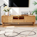 Acacia Elara Solid Wood TV Stand with Storage and Cable Management for TVs up to 80"