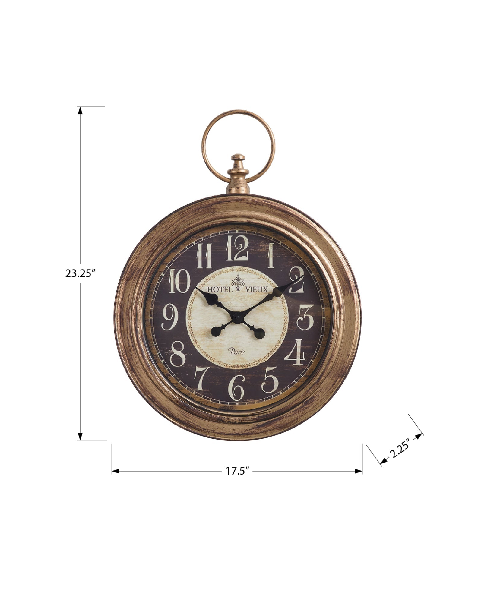 Clocks, 18' Round, Wall Clock, Antique Brown, Traditional