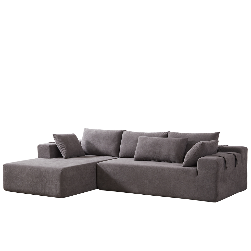 Modern Chenille Upholstered Sectional Sofa Couch Set,Modular 108' L Shaped Sectional Living Room Sofa Set With 6 Pillows,Free Combination Sofa Couch for Living Room,Bedroom(Left Chaise)