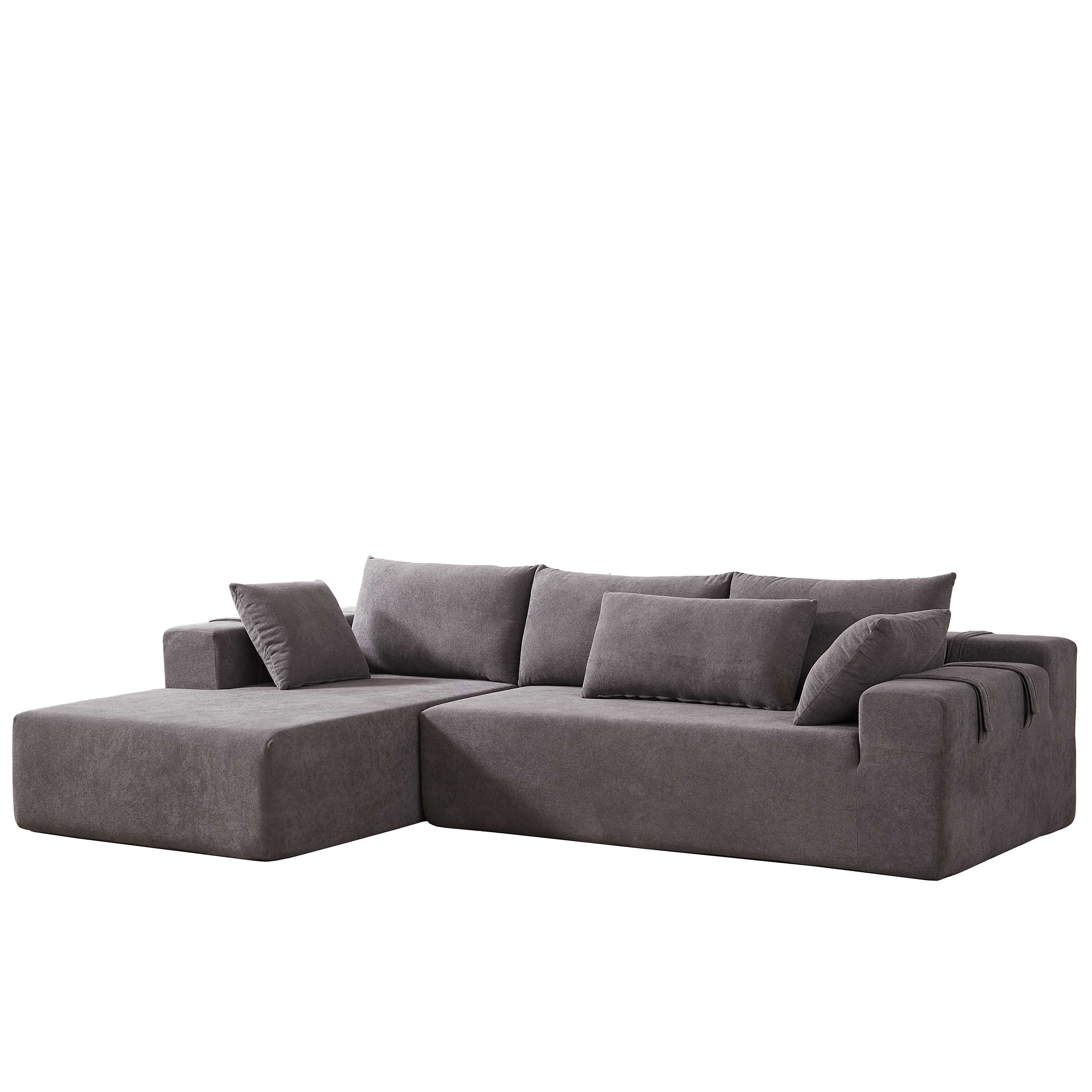 Modern Chenille Upholstered Sectional Sofa Couch Set,Modular 108' L Shaped Sectional Living Room Sofa Set With 6 Pillows,Free Combination Sofa Couch for Living Room,Bedroom(Left Chaise)