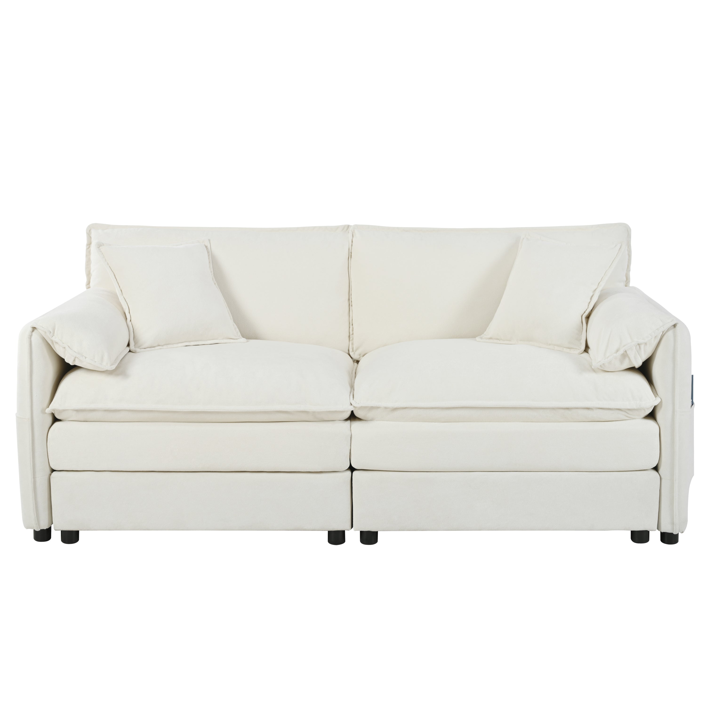Oversized Chenille Loveseat Sofa, Oversized 2-Seater Small Cloud Couch, Modern Comfy Deep Seat Love Seat for Living Room Bedroom Office Apartment,DIY Combination,Beige