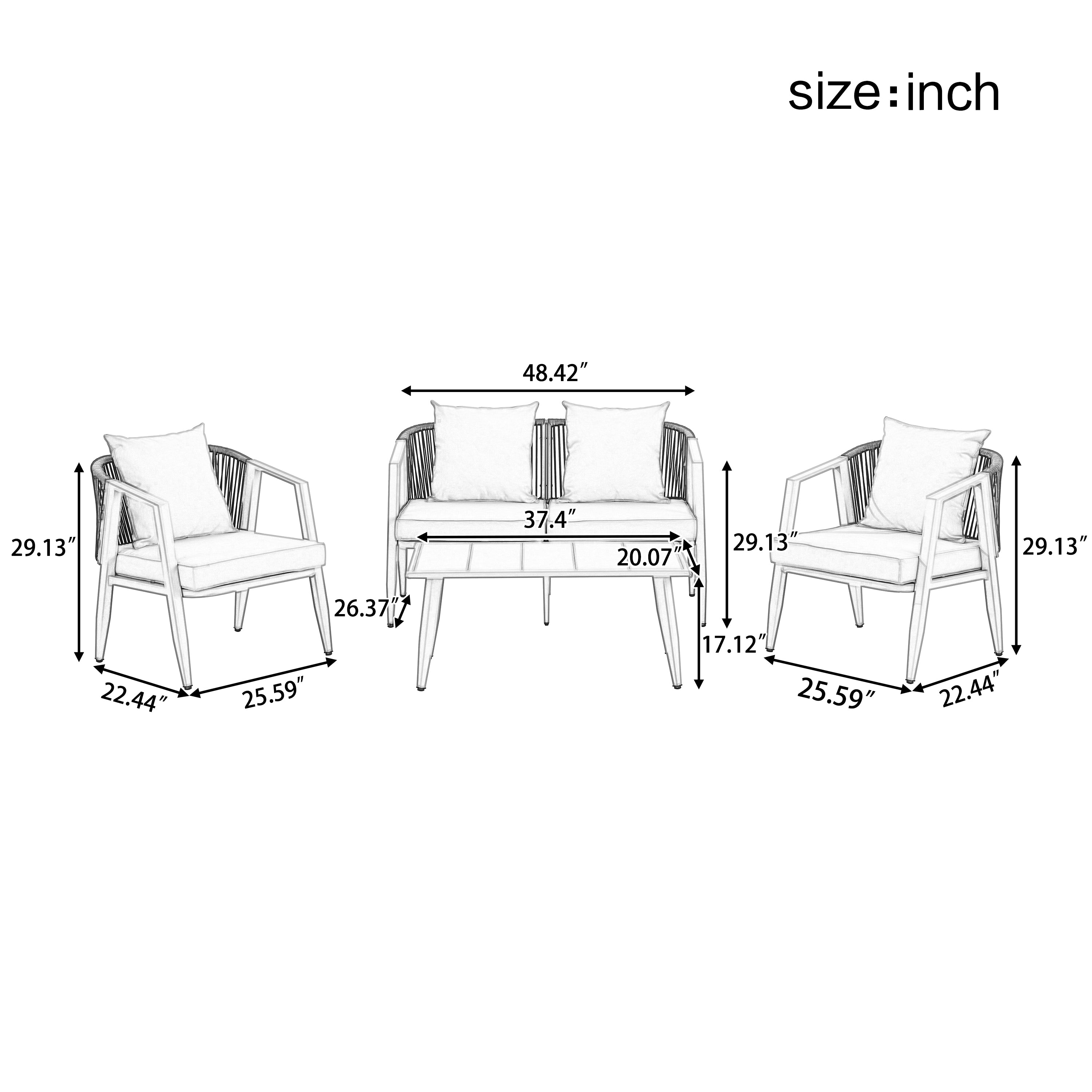 U_STYLE Durable and Comfortable Outdoor Seating Set,Suitable for Patios, Lawns, and Poolsides