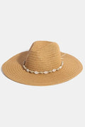 Fame Shell Beaded Wide Brim Straw Hat