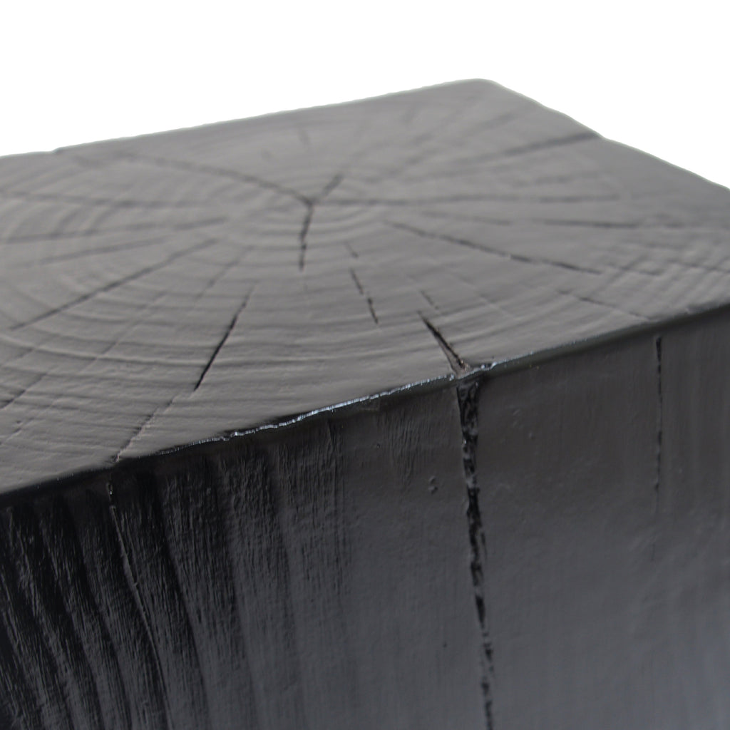 Wood-Look Square-Column MGO End Table,  H27.75',Wood-Like Distressed Finish, Mix with Different Heights, Indoor Outdoor Use,Black Color