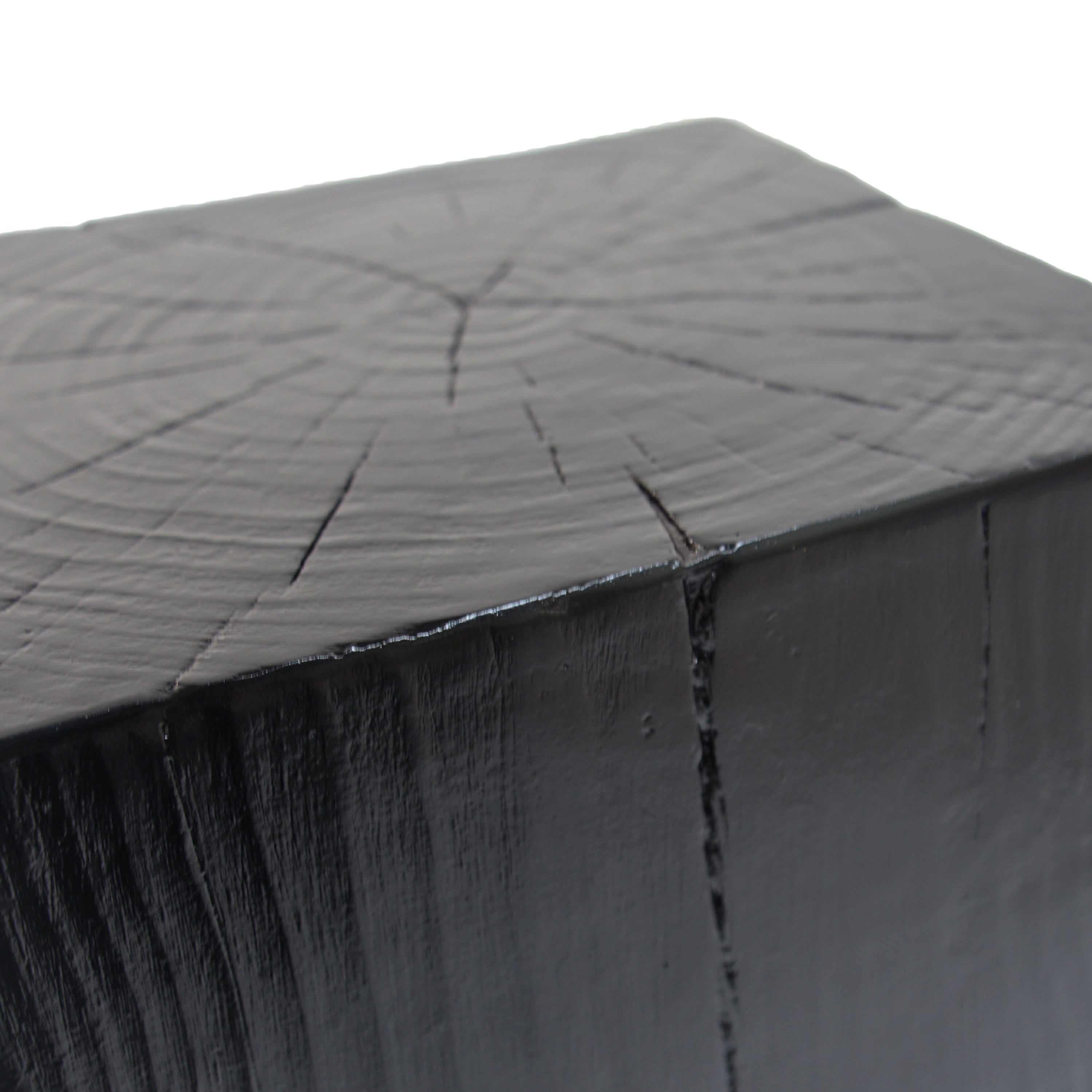 Wood-Look Square-Column MGO End Table,  H27.75',Wood-Like Distressed Finish, Mix with Different Heights, Indoor Outdoor Use,Black Color