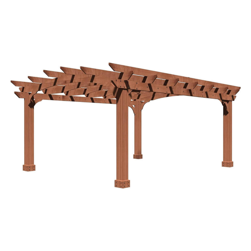 [12x14FT] Luxury Outdoor All-Season Backyard Cedar Wood Gazebo Pergola With Arched Roof And Stakes For Patios (SAK68194)