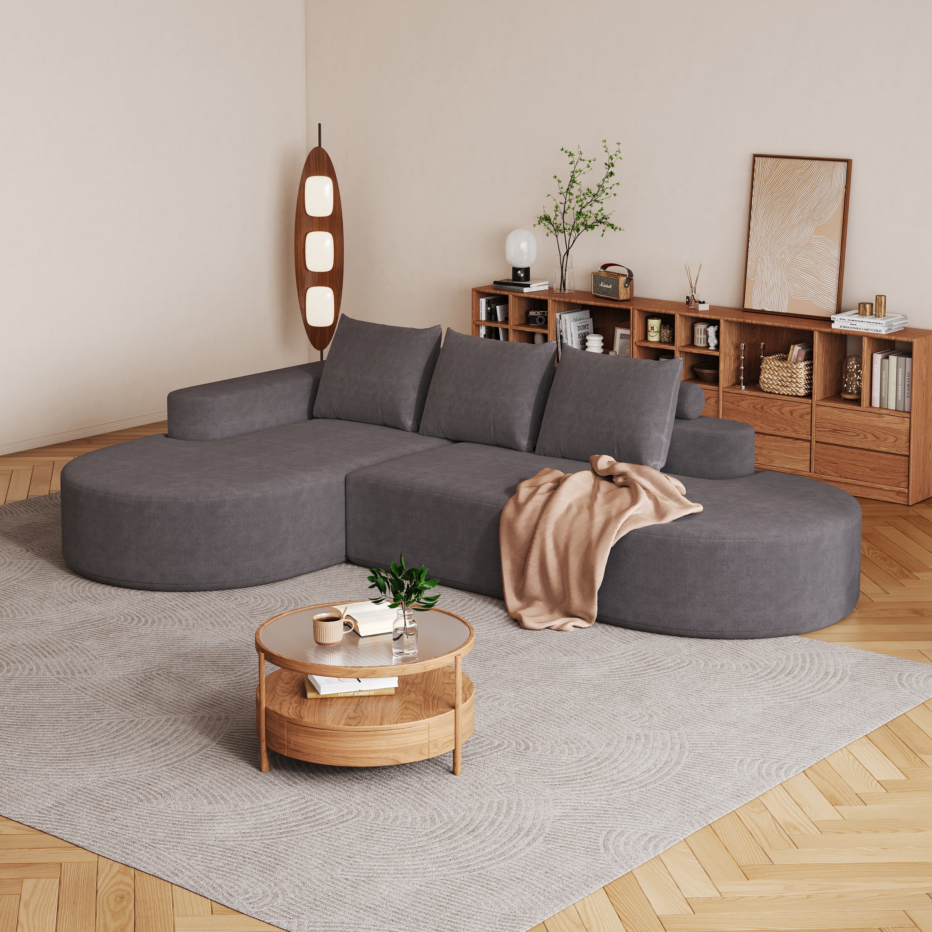 Modern Curved sofa ,Chenille Upholstered Sectional Sofa Couch Set,Modular 108.5' L Shaped Sectional Living Room Sofa Set With 3 Pillows,Free Combination Sofa Couch for Living Room,Bedroom