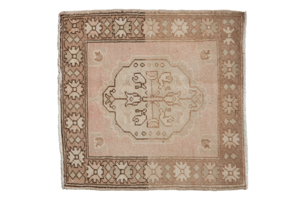 2x2 Vintage Distressed Oushak Square Rug Mat