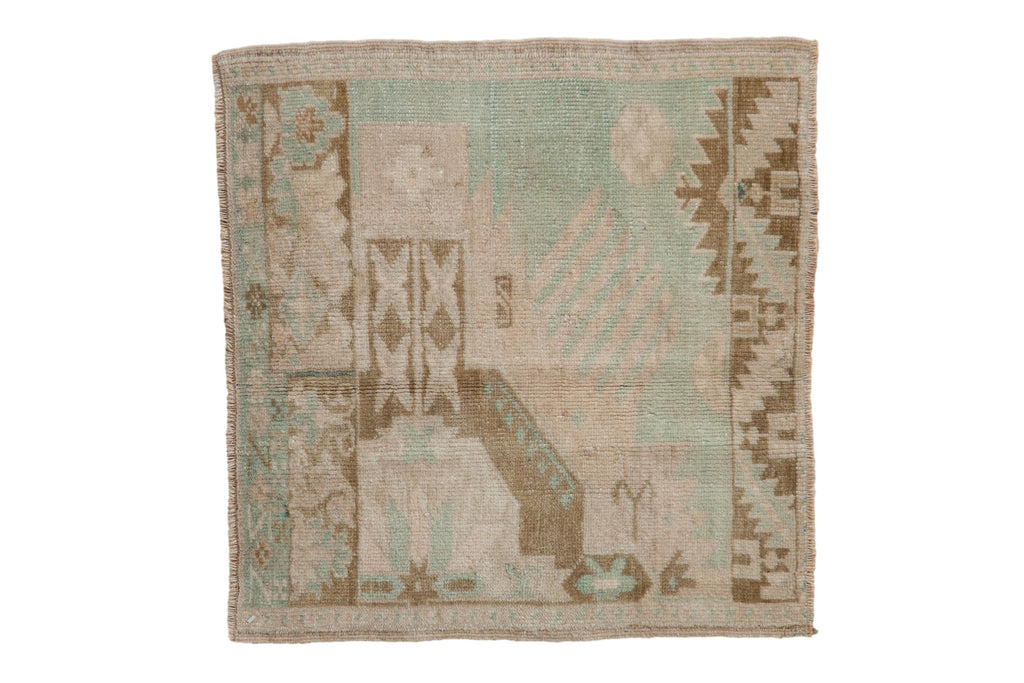 2x2 Vintage Distressed Oushak Square Rug Mat