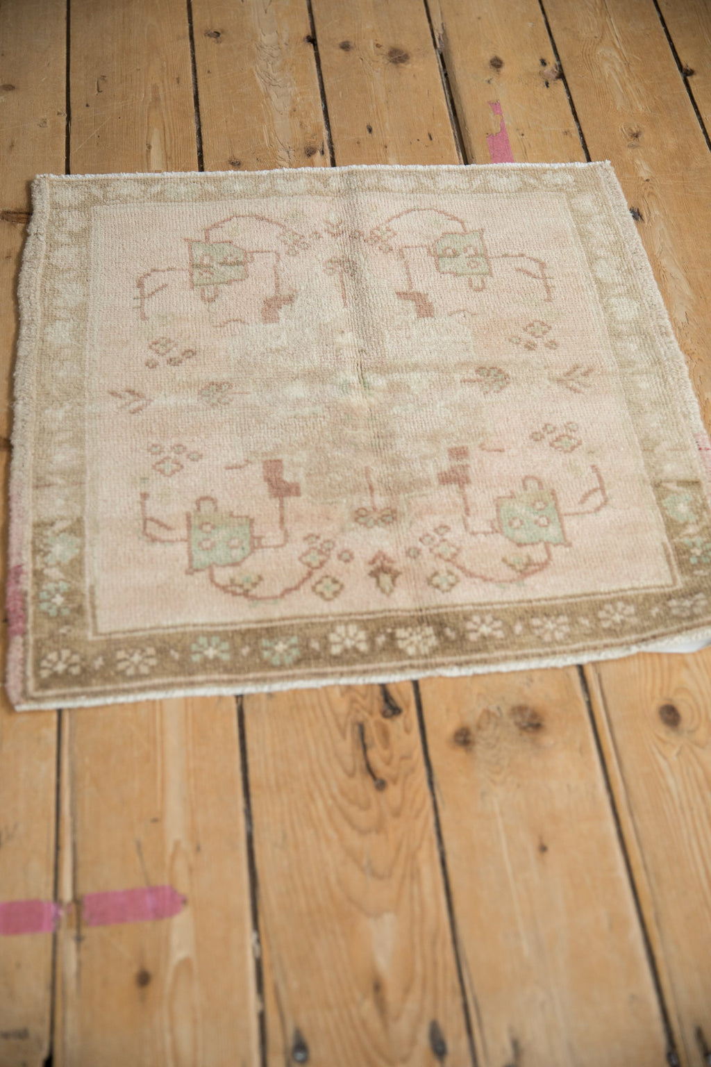 2x2 Vintage Distressed Oushak Square Rug Mat