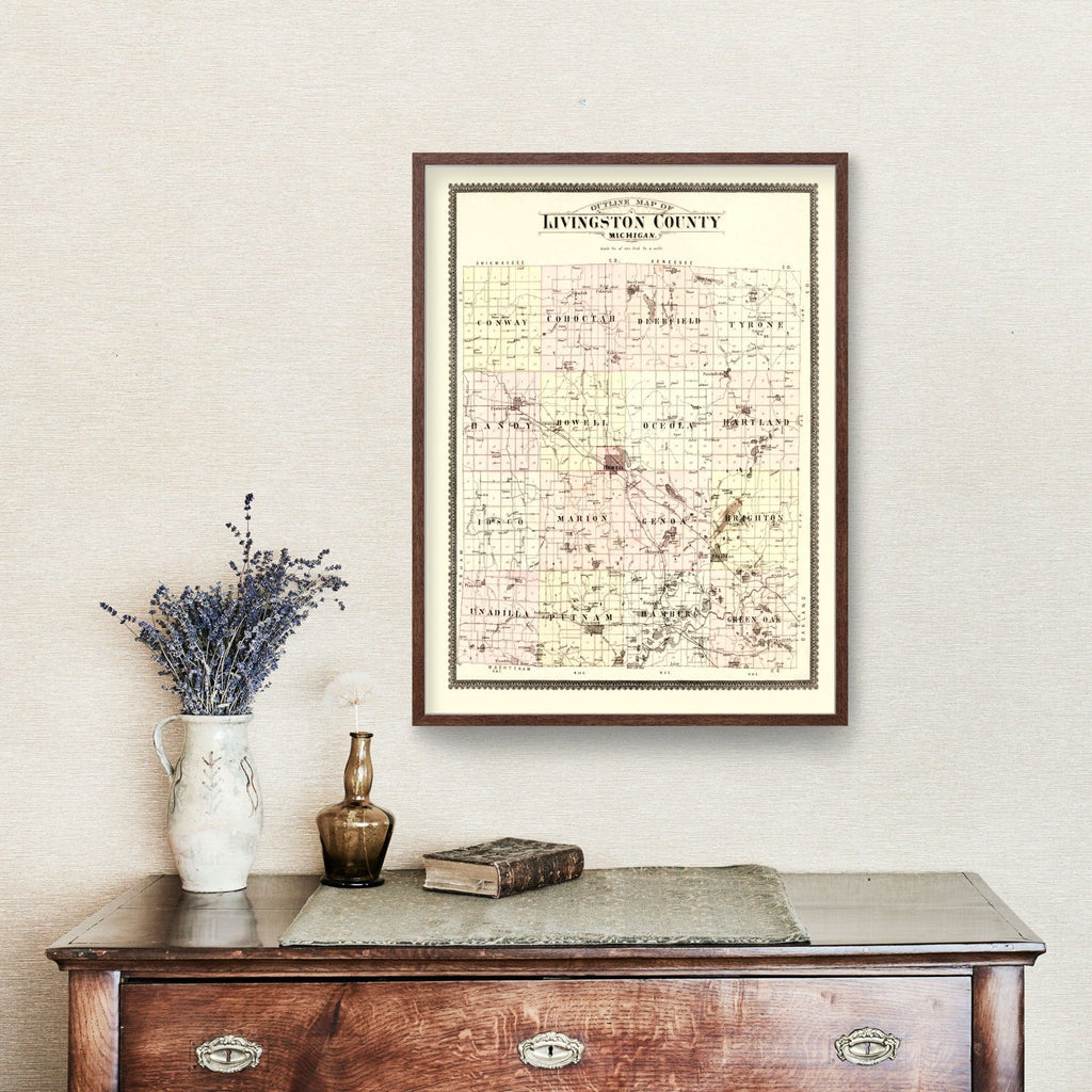 Vintage Map of Livingston County, Michigan 1895