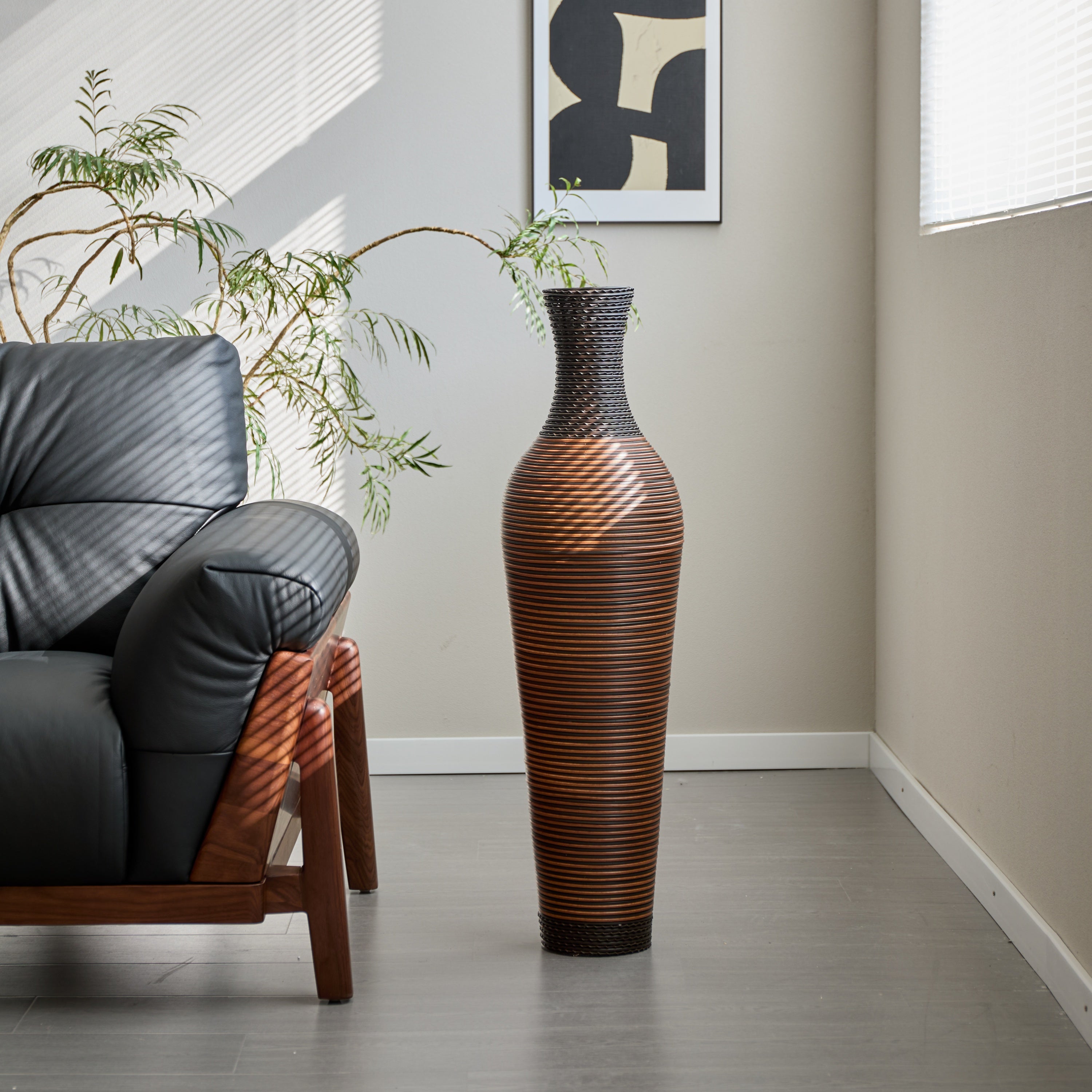 39' Tall Standing Designer Floor Vases with Elegant Two-Tone Dark Brown Finishes - Ideal for Decorating Living Rooms, Bedrooms, Entryways Perfect for Decorating Your Home