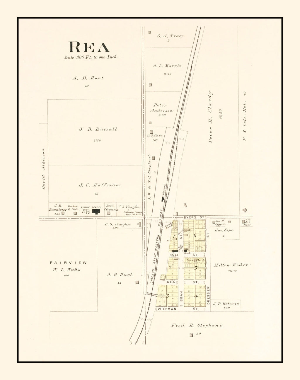 Vintage Map of Rea, Missouri 1909