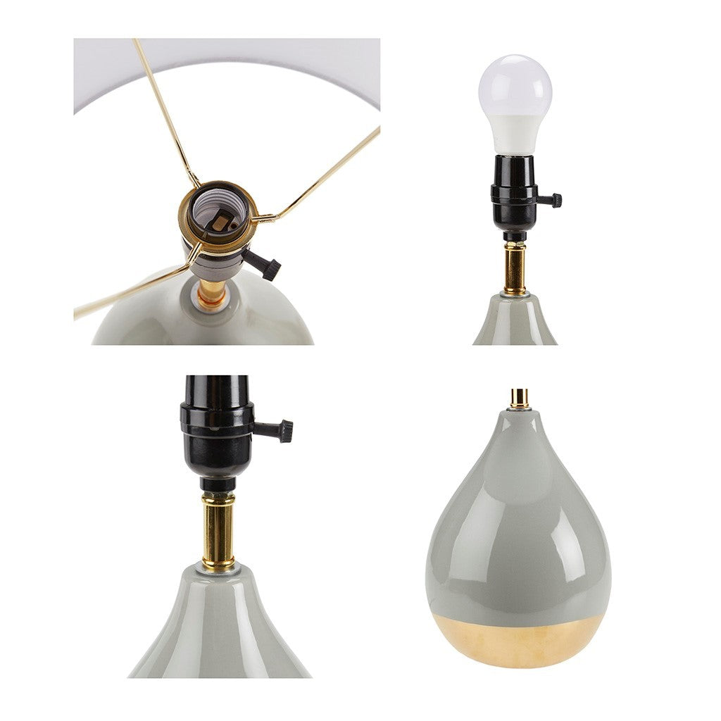 2-Tone Ceramic Table Lamp Set of 2 Sage Green/Gold See below