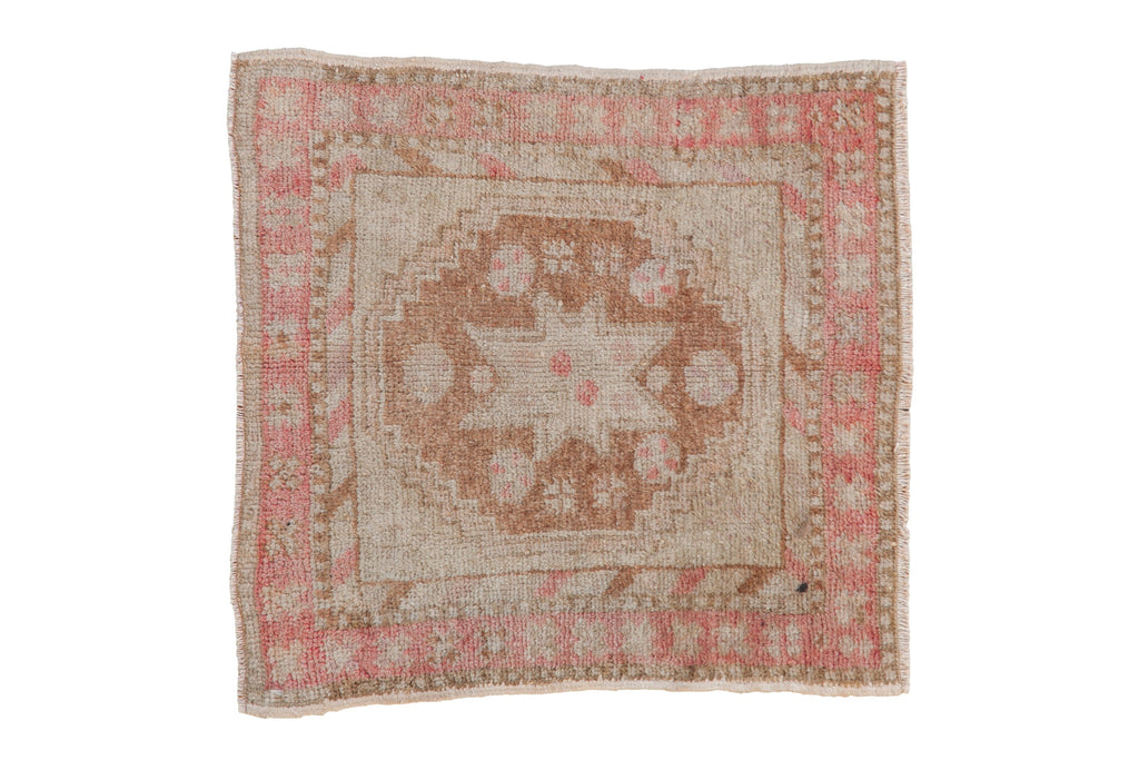 2x2 Vintage Distressed Oushak Square Rug Mat