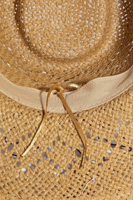 Fame Turquoise and Shell Star Beads Strap Western Straw Hat