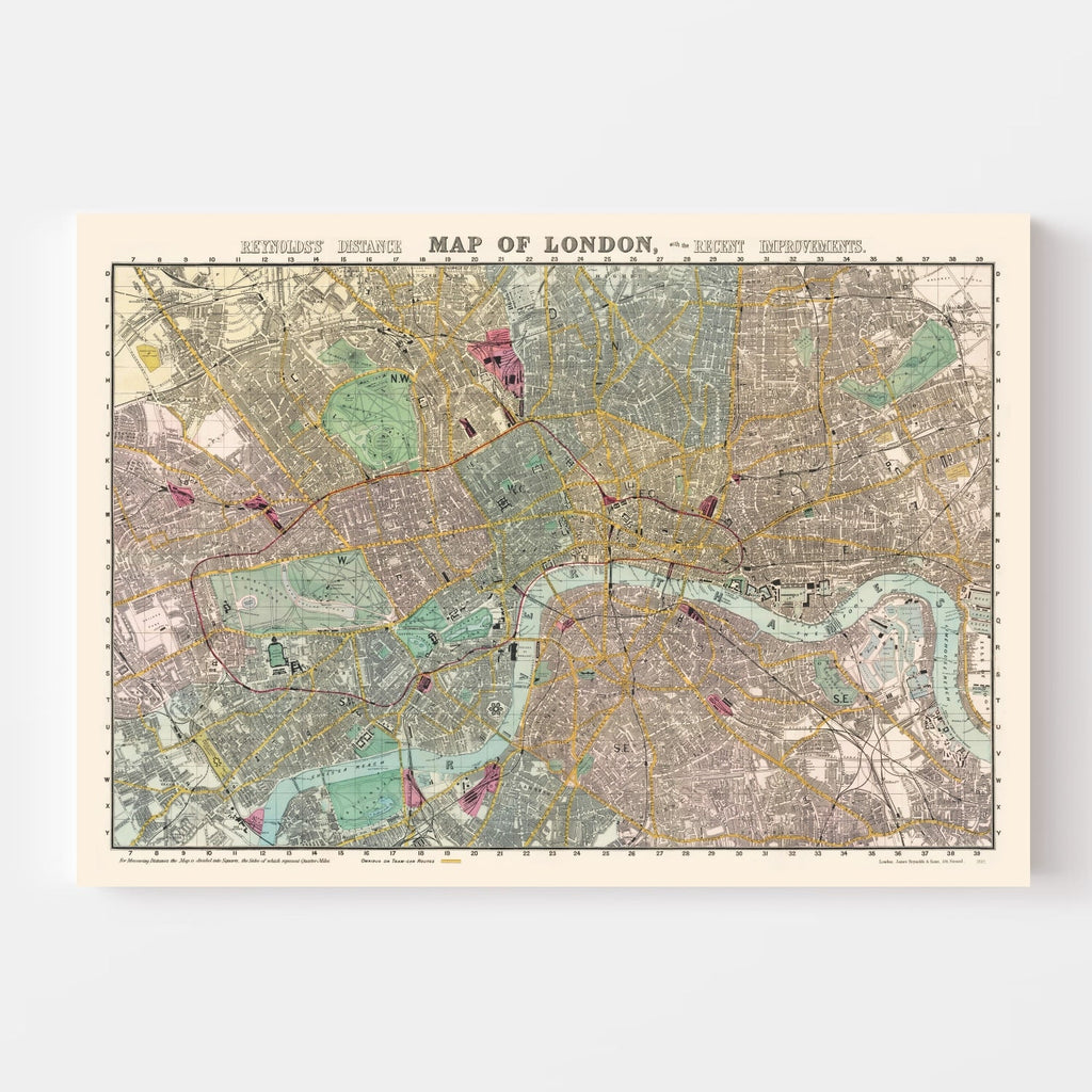 Vintage Map of London, England 1887