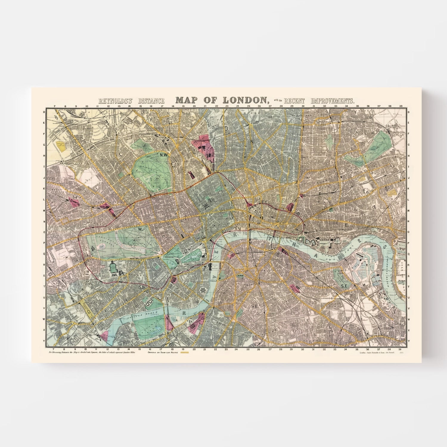 Vintage Map of London, England 1887