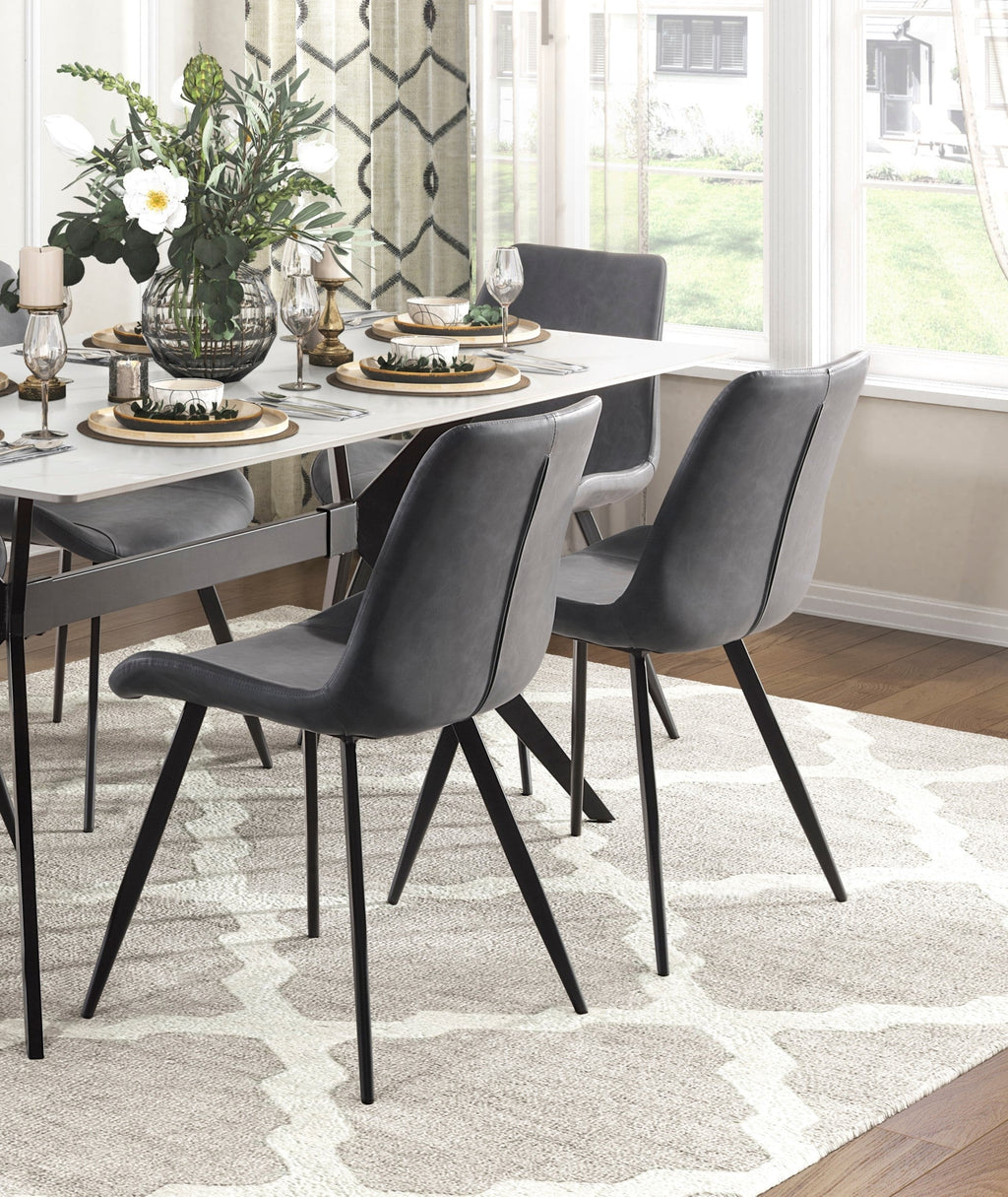 Modern Contemporary Dining Table 1pc Sintered Stone Tabletop Marble-Look Black Metal Legs Kitchen Dining Furniture