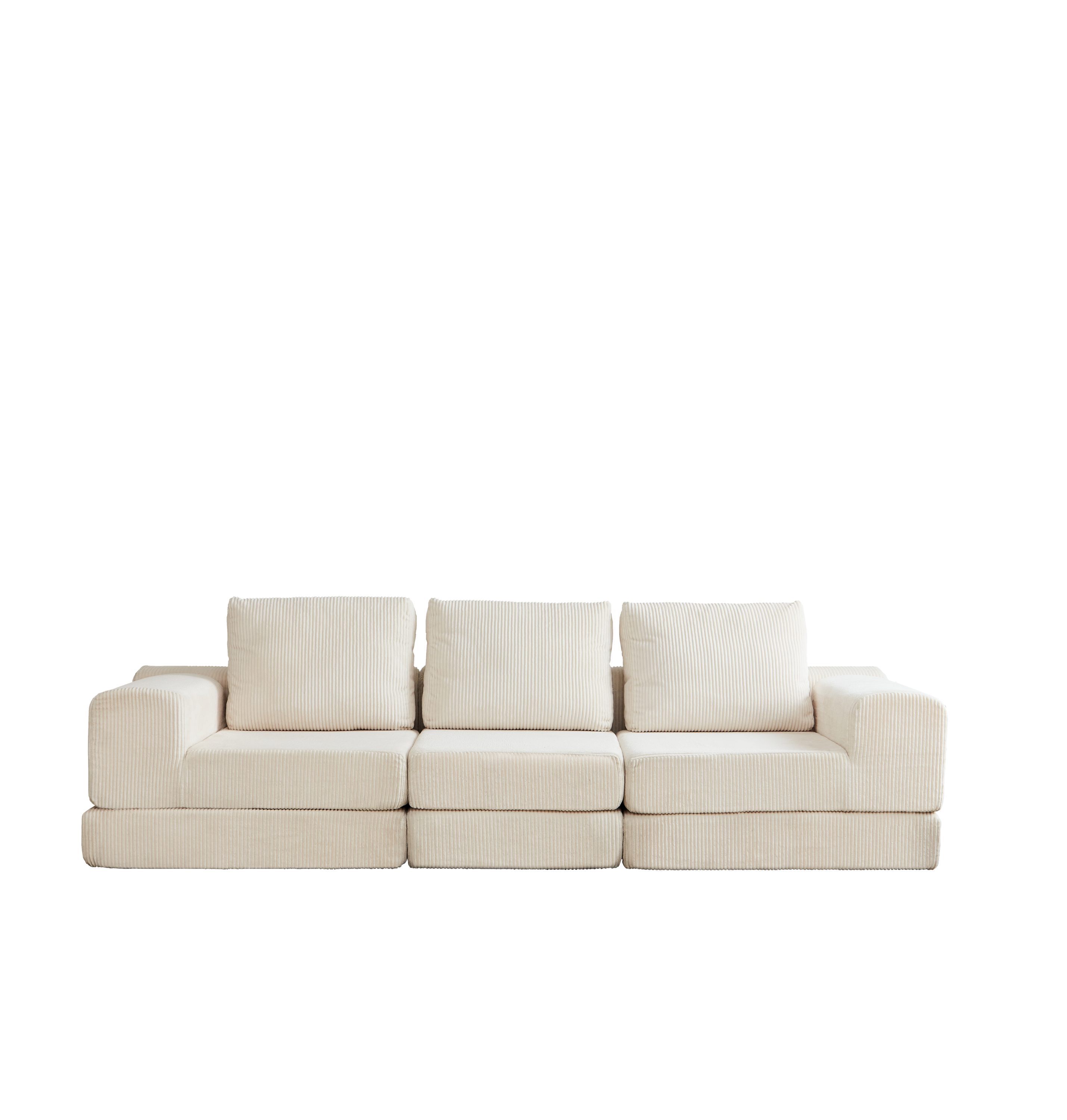 108'' Modular Sectional 3-Seater Cloud Sofa,Corduroy Convertible Sofa Bed