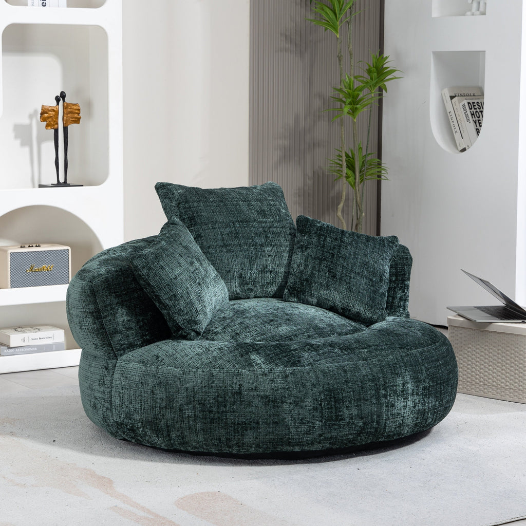 Emerald Chenille High Back Bean Bag Chair Couch with Three Pillows, Indoor & Outdoor, Single Gaming Sofa for Bedroom and Office