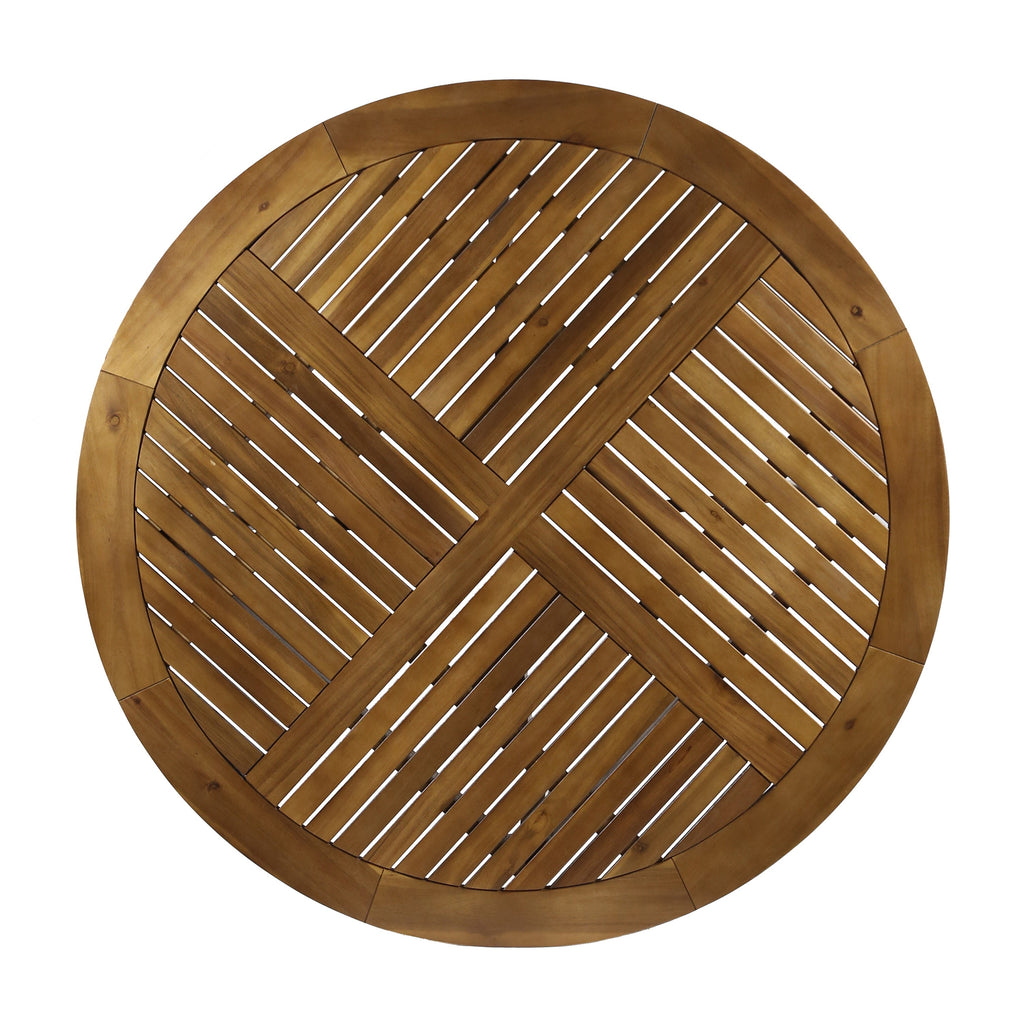 HERMOSA 47 Outdoor Acacia Wood Table with Teak Finish and Circular Design