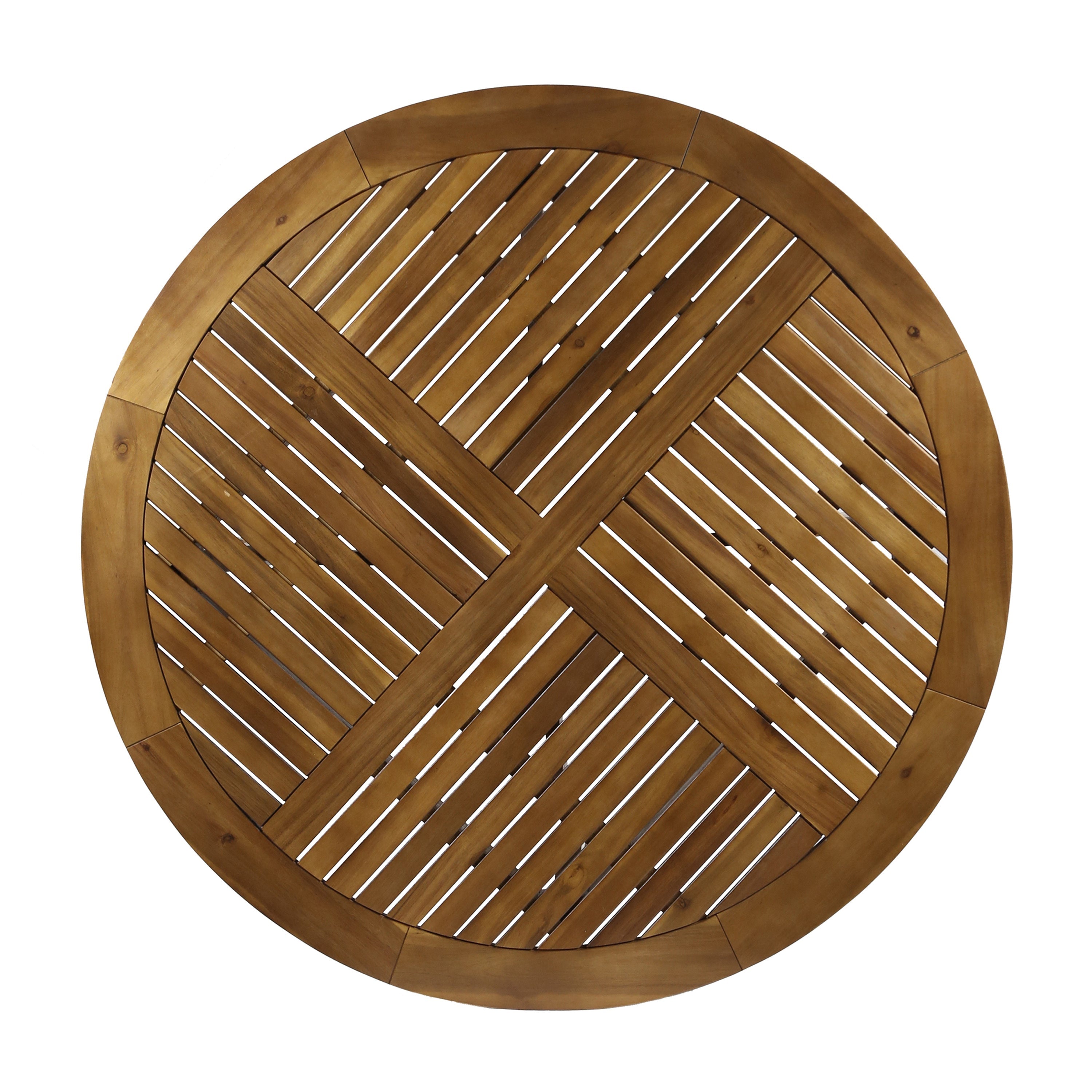 HERMOSA 47 Outdoor Acacia Wood Table with Teak Finish and Circular Design