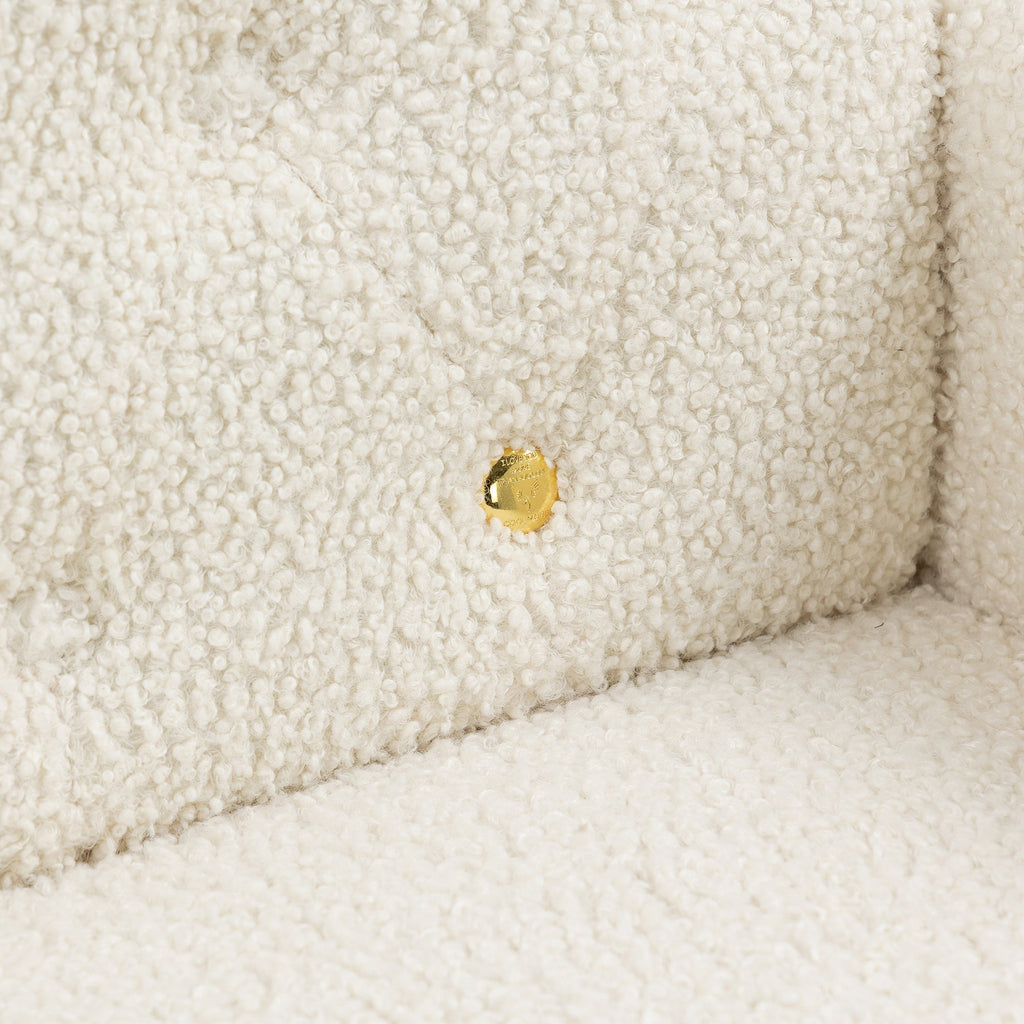 COOLMORE  Armchair Single Sofa Modern Tufted Upholstered Side Reading Chairs with Arm and Gold Metal Leg for Living Room Bedroom (White teddy )