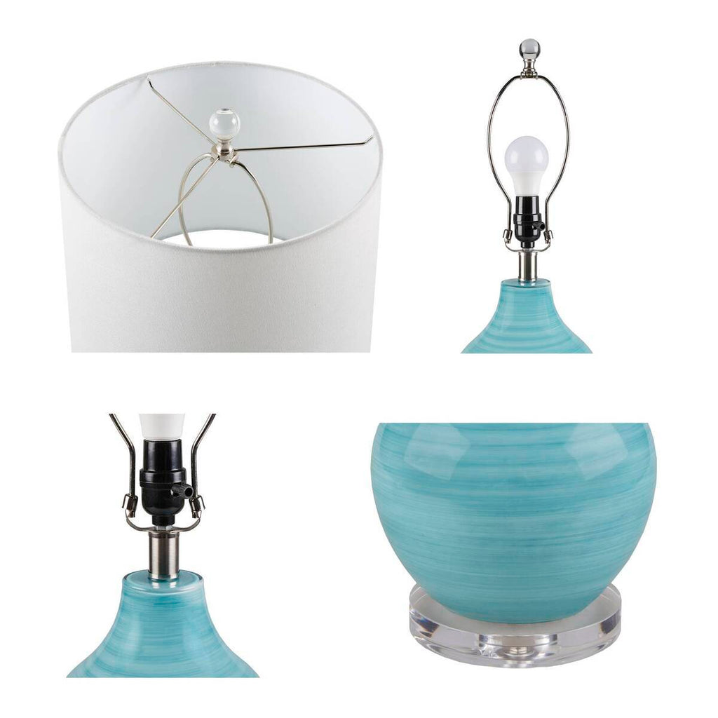 Blue Aqua Swirl Blown Glass Table Lamp Aqua See below