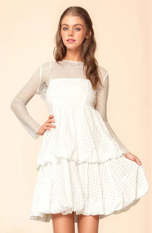 Davi & Dani Checker Print Side Pockets Textured Mini Dress