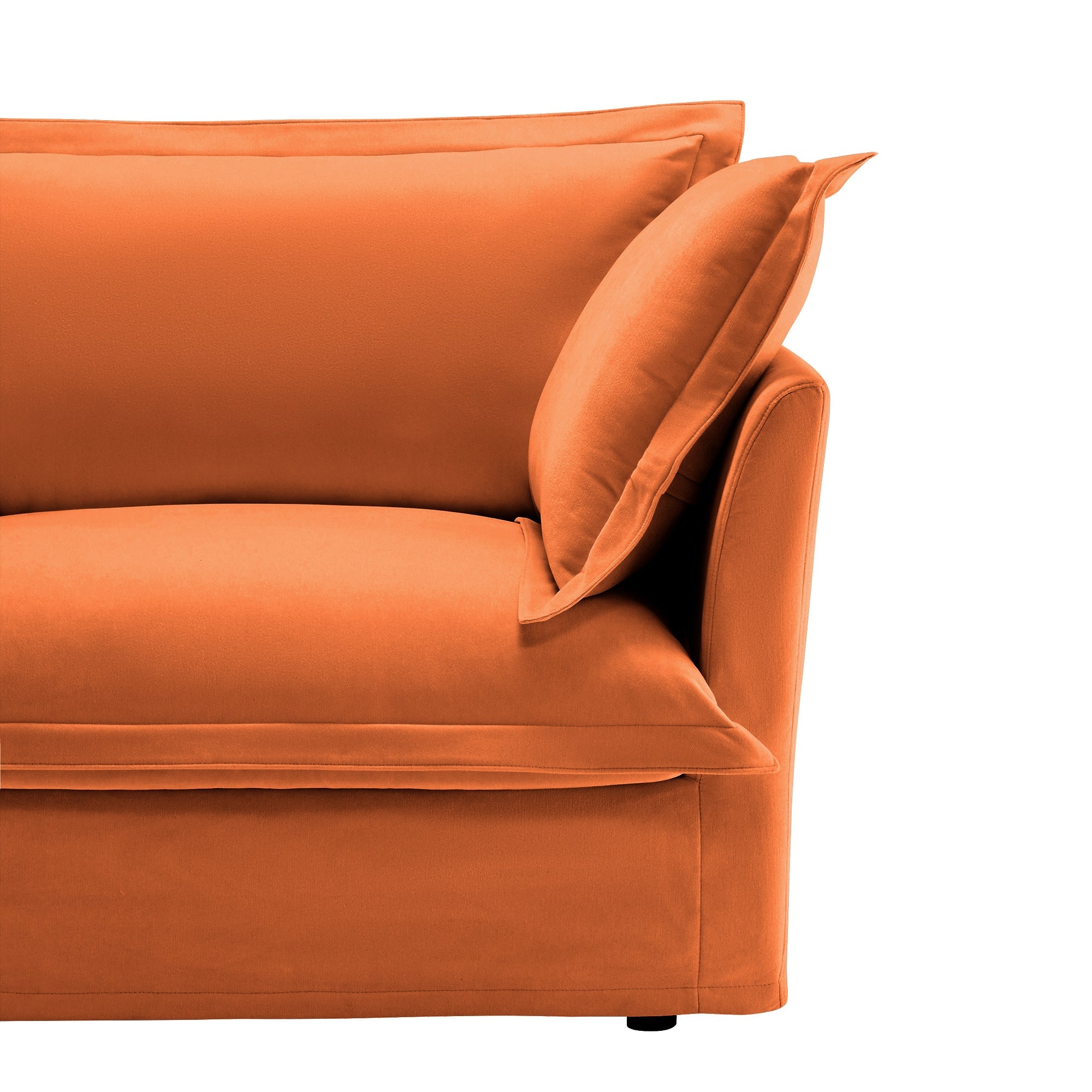 Slipcovered Sofa 2 Seater Sofa    With 2 Ottomans, 2 Seater Sleeper Sofa Bed Home Theater Oversized Sofa For Living Room, Chenille, orange