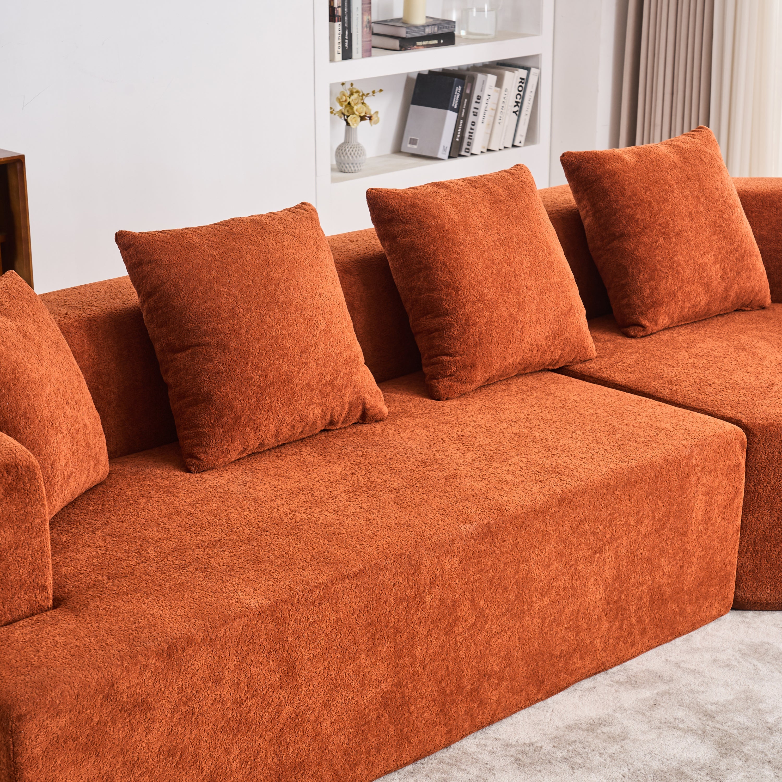 Memory Foam Couch, No Installation & Easy to Transport, Deep Seat Modern Sofa with Chenille Fabric, Couch for Living Room, Bedroom, Apartment, Home Office
