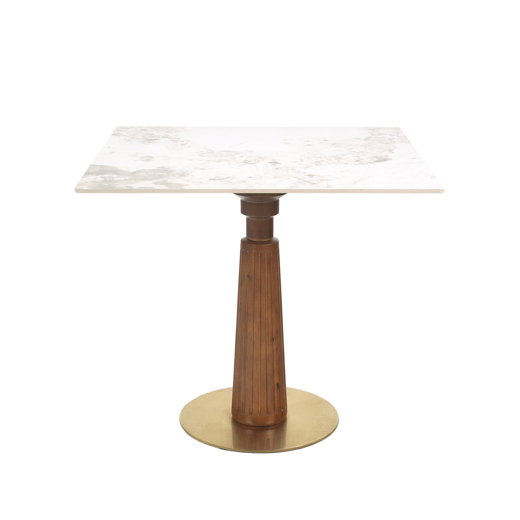 Modern Square Dining Table, 33.5' Sintered Stone Table with Wooden Leg & Gold Base, 2 - Person Kitchen Table for Small Space, 150lbs Weight Capacity(Only the Negotiation Table)