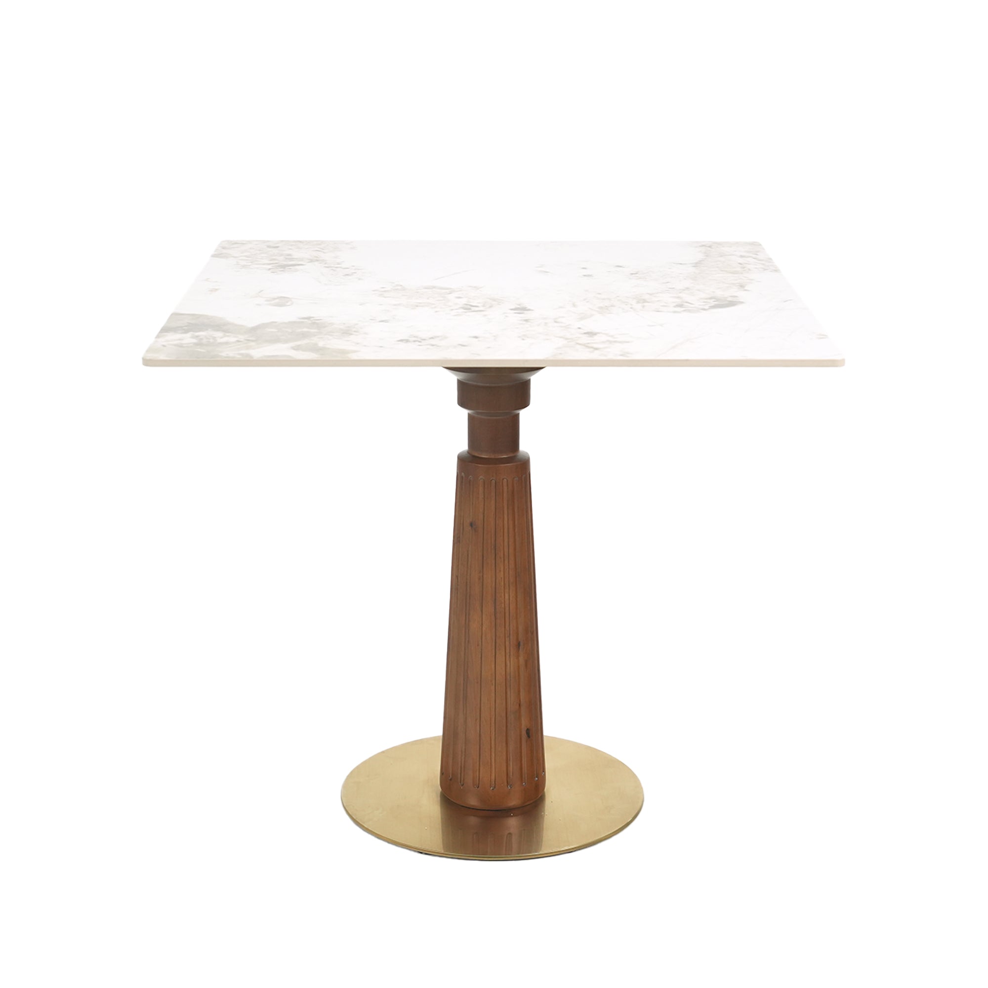 Modern Square Dining Table, 33.5' Sintered Stone Table with Wooden Leg & Gold Base, 2 - Person Kitchen Table for Small Space, 150lbs Weight Capacity(Only the Negotiation Table)