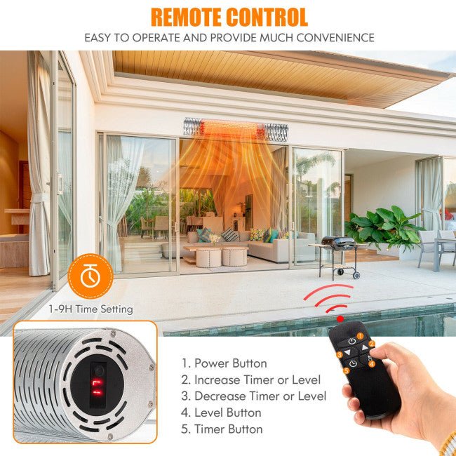 1500W Electric Indoor/Outdoor Waterproof Infrared Patio Heater W/ 2 Power Settings (91826957)