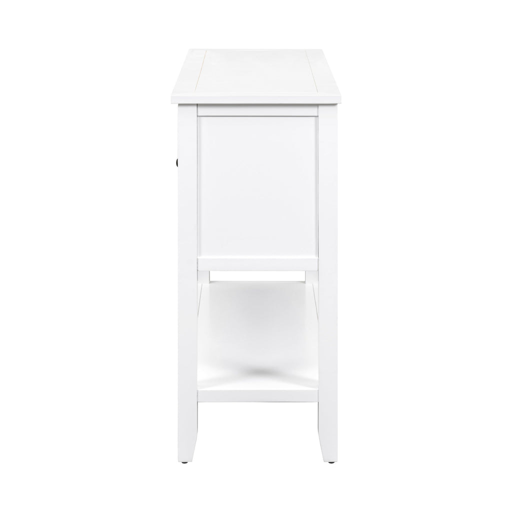 TREXM Cambridge Series  Ample Storage Vintage Console Table with Four Small Drawers and Bottom Shelf for Living Rooms, Entrances and Kitchens (White, OLD SKU: WF190263AAA)