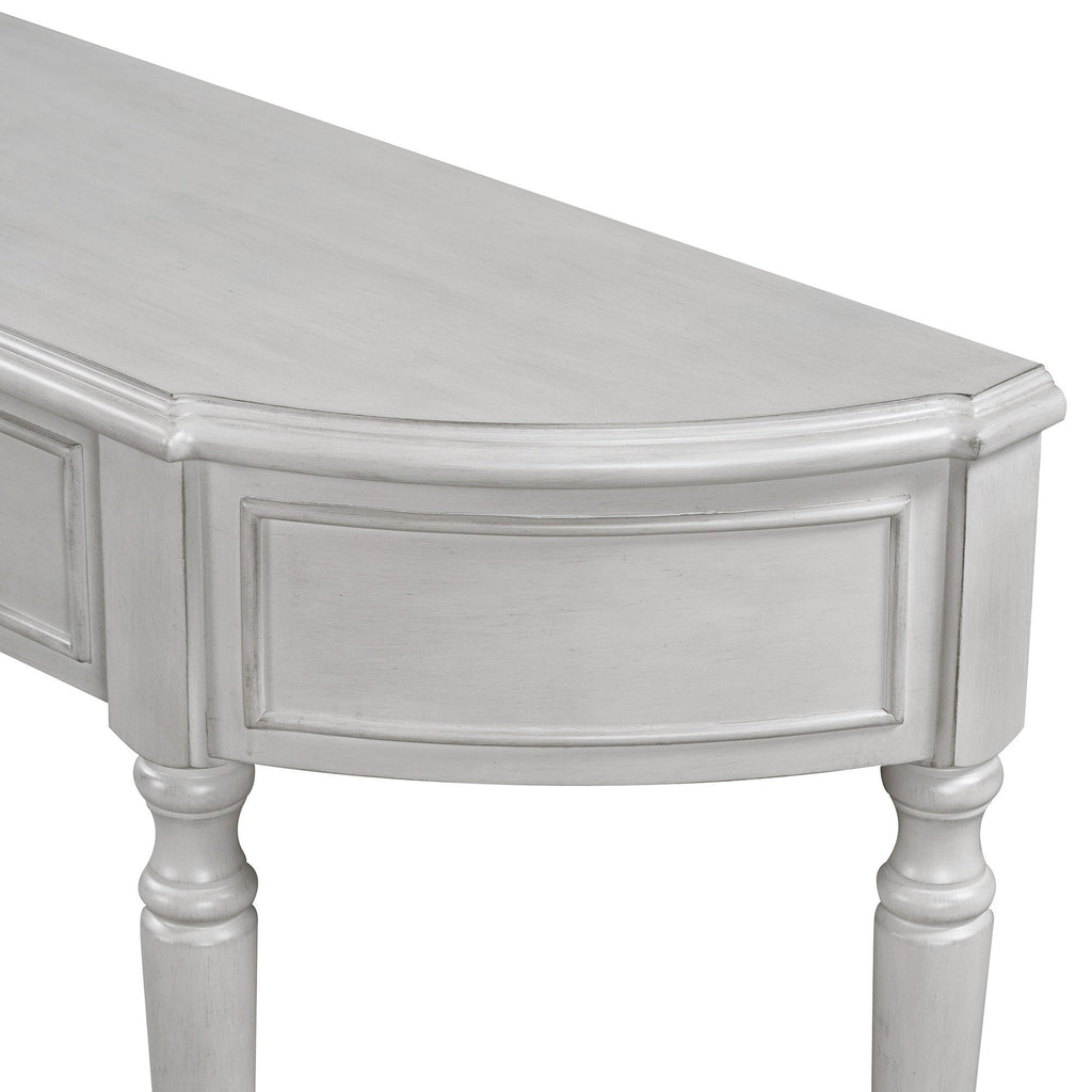 TREXM Retro Circular Curved Design Console Table with Open Style Shelf Solid Wooden Frame and Legs Two Top Drawers (Gray Wash, OLD SKU: WF298768AAE)