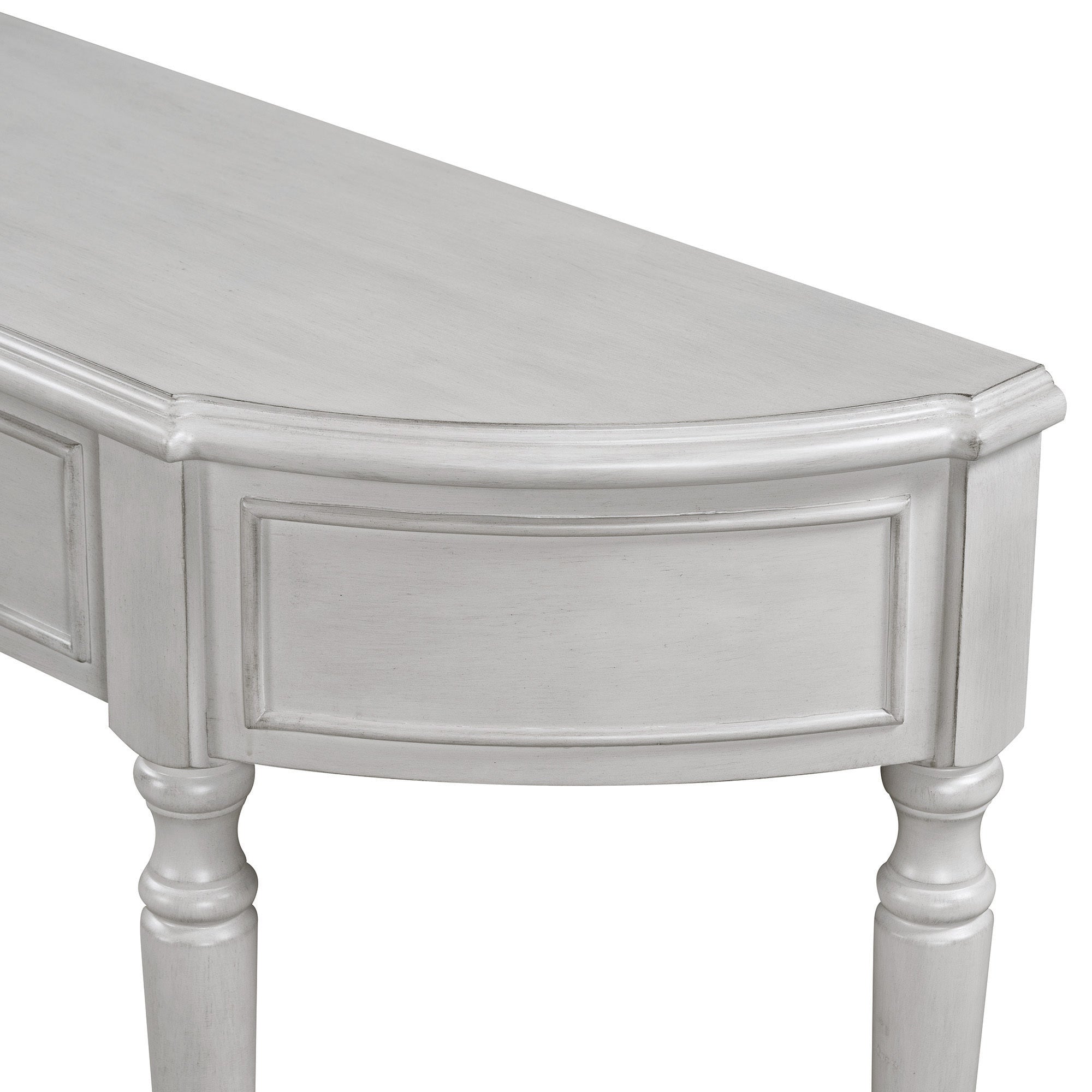 TREXM Retro Circular Curved Design Console Table with Open Style Shelf Solid Wooden Frame and Legs Two Top Drawers (Gray Wash, OLD SKU: WF298768AAE)