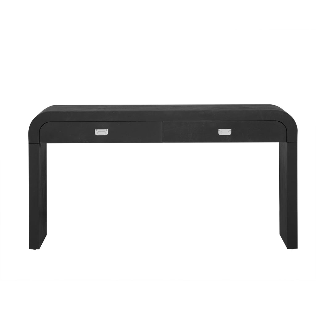 U_STYLE 60''Wooden Entryway Table with Burl Veneer, Console Table with 2 Large Drawers and Metal Handles,Multi-Functional Sofa Table with 2 Sturdy Legs,Suitable for Living Room, Foyer,Hallway, Office