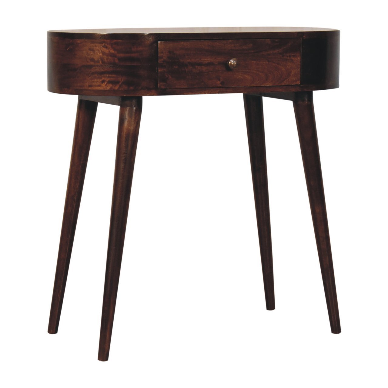 Solid Wood Honey Caramel Rounded Small Console Table