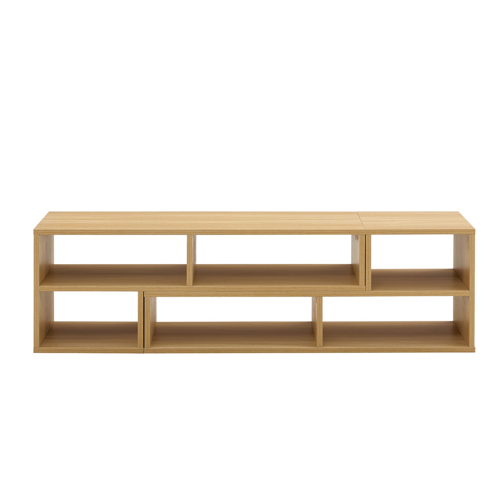 2-Piece Cube TV Stand and L-Shaped Entertainment Center with Open Storage and 2 Shelves – Burly Wood MDF