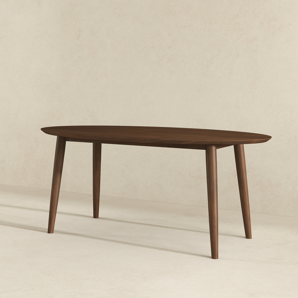 Ada Mid Century Modern Solid Wood Walnut Oval Dining Table for Dining Room or Kitchen 29.5'H x 35.4'D x 66.9'W Kitchen Dining Room Dinner Pedestal Table,Space Saving Wood Kitchen & Dining Room