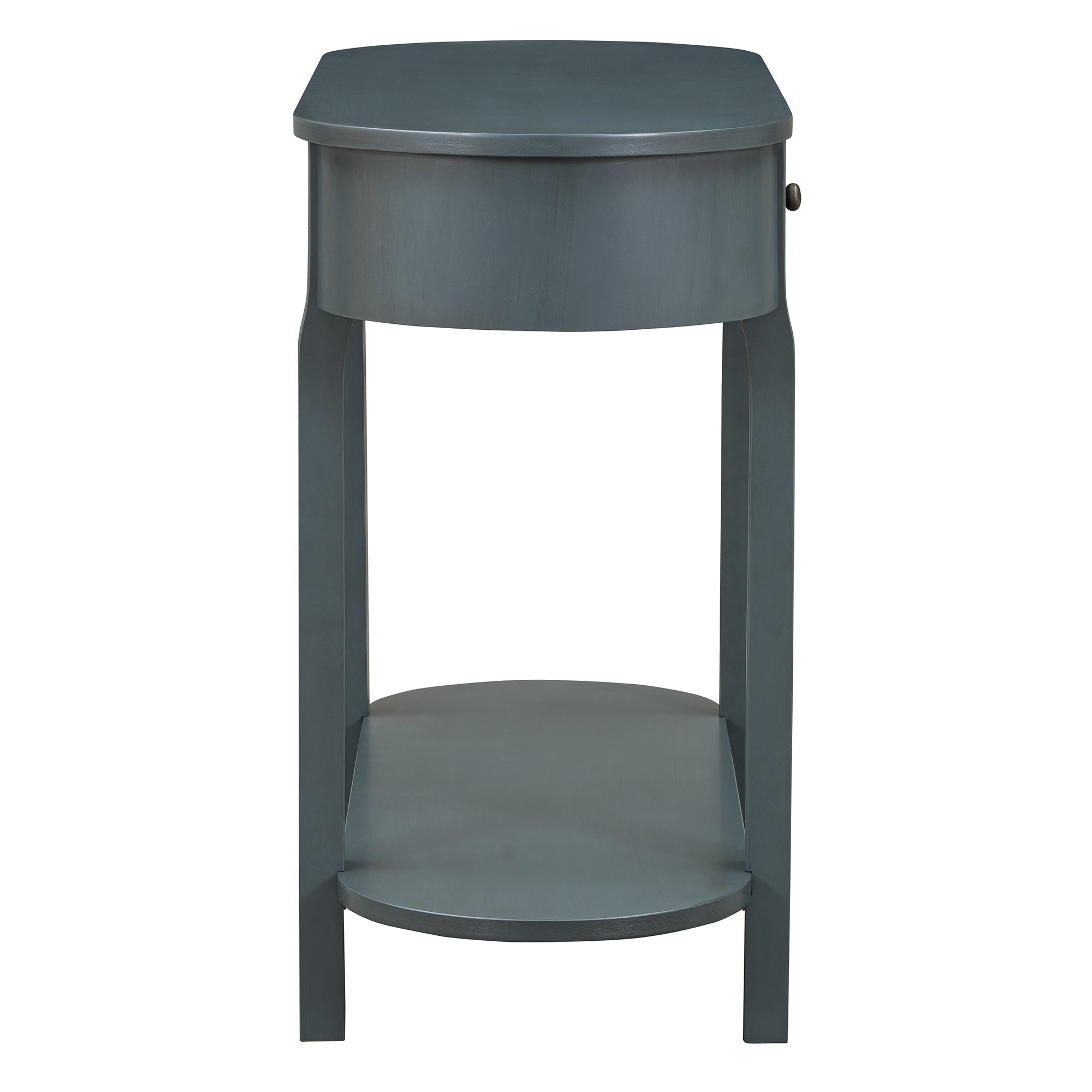 TREXM Elegant Retro Console Table with Curved Design and Smooth Glaze for Entryways, Living Rooms and hallways (Navy)