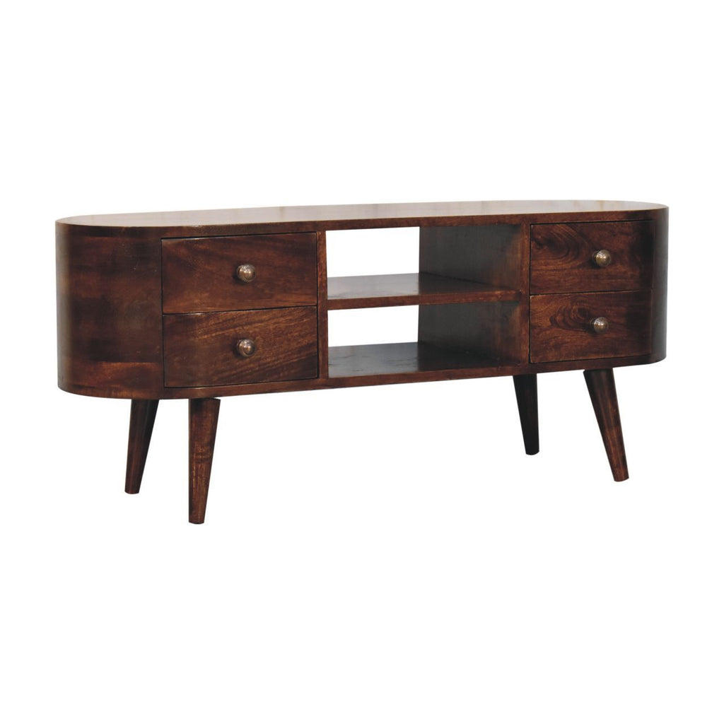 Solid Wood California Walnut Rounded Entertainment Unit