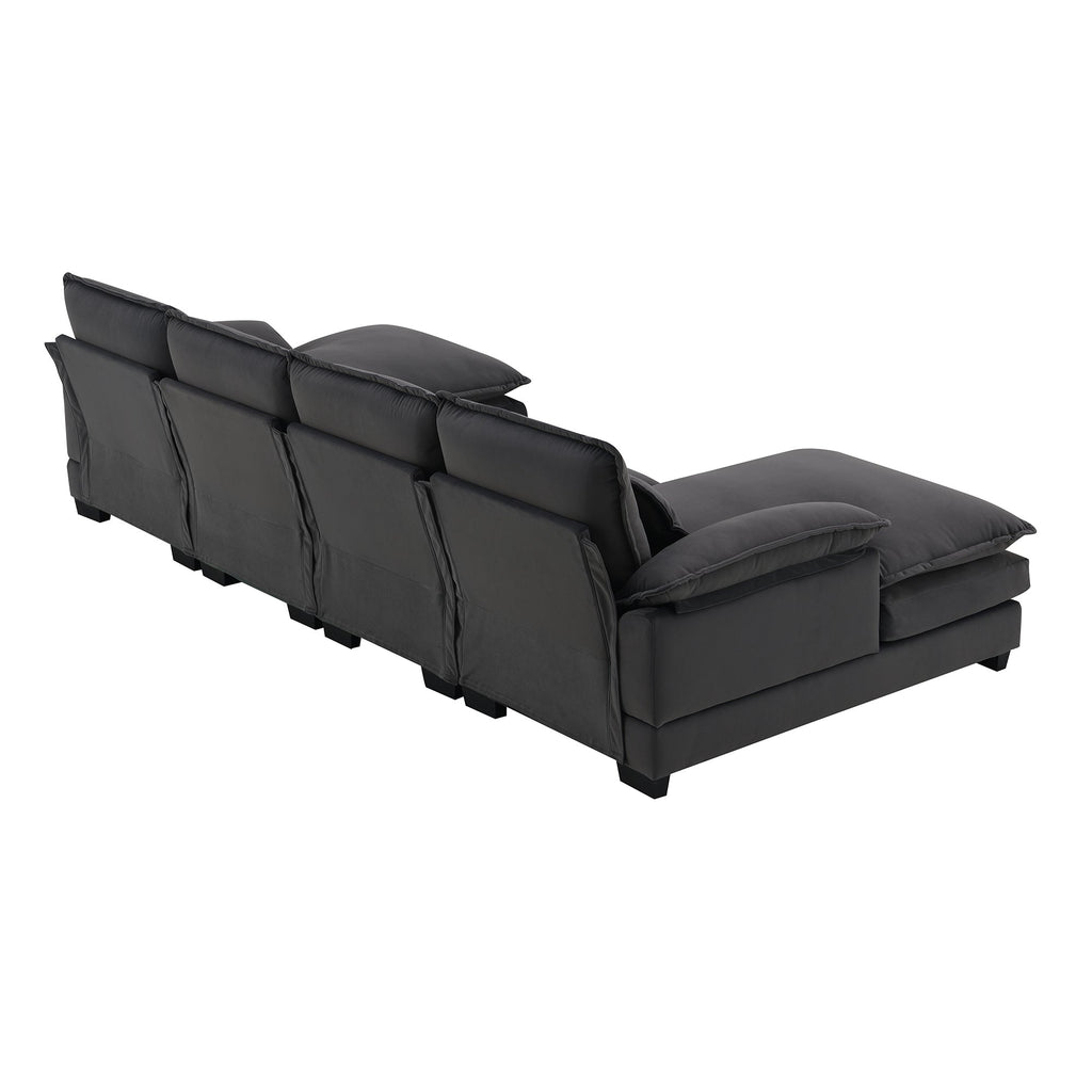 109.8*55.9' Modern U-shaped Sectional Sofa with Waist Pillows,6-seat Upholstered Symmetrical Sofa Furniture,Sleeper Sofa Couch with Chaise Lounge for Living Room,Apartment,5 Color