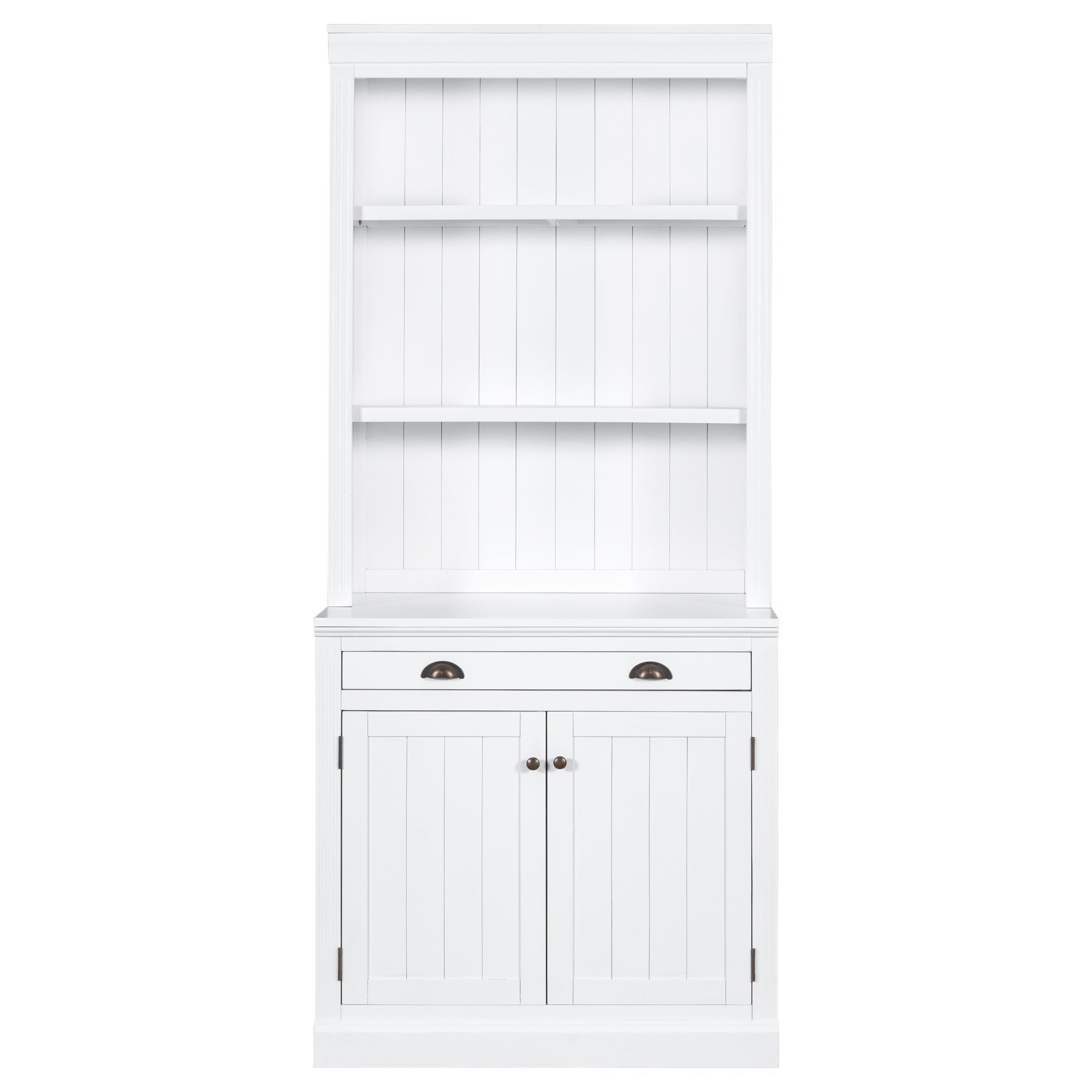 83.4"Tall Bookshelf Suite, Modern Bookcase Suite with LED Lighting,Doors and Drawers,2-Piece Set Storage Bookcase with Open Shelves for Living Room,Home Office,White