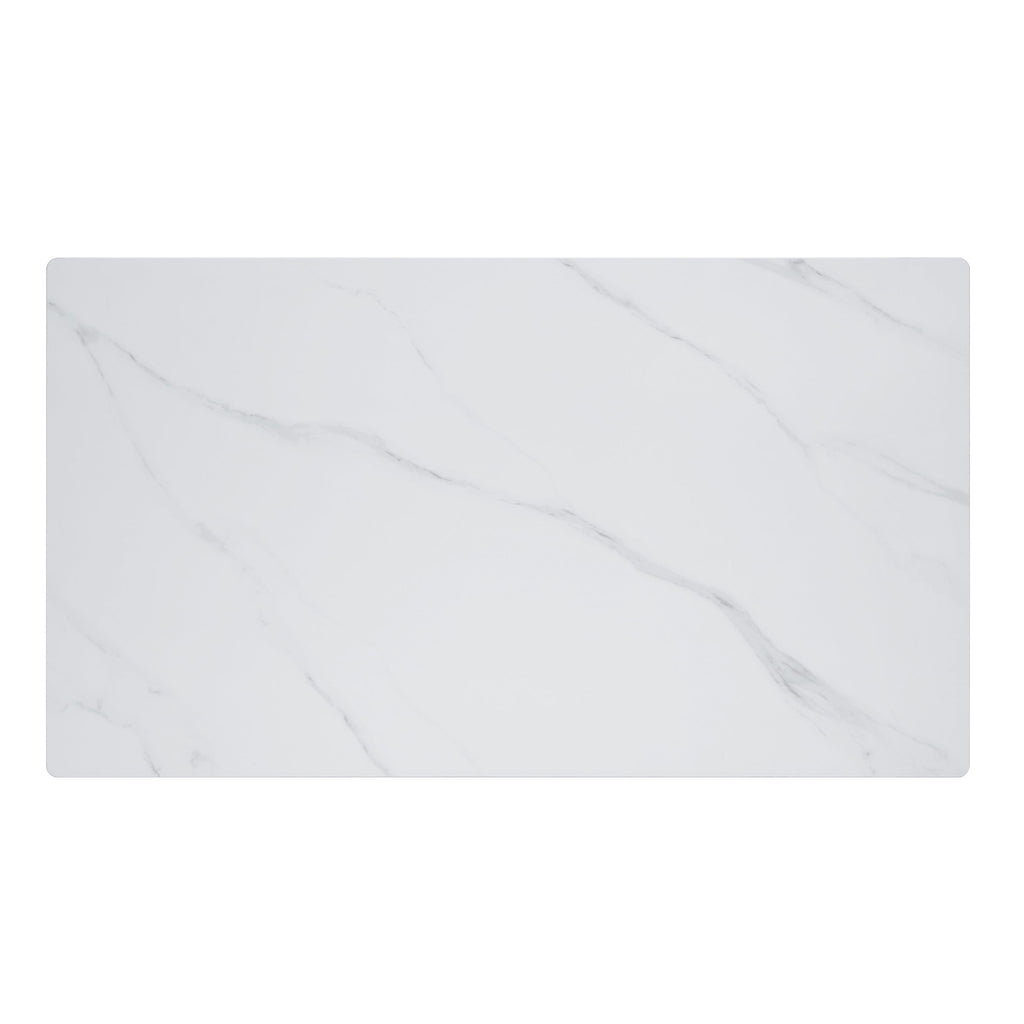 Modern Contemporary Dining Table 1pc Sintered Stone Tabletop Marble-Look Black Metal Legs Kitchen Dining Furniture
