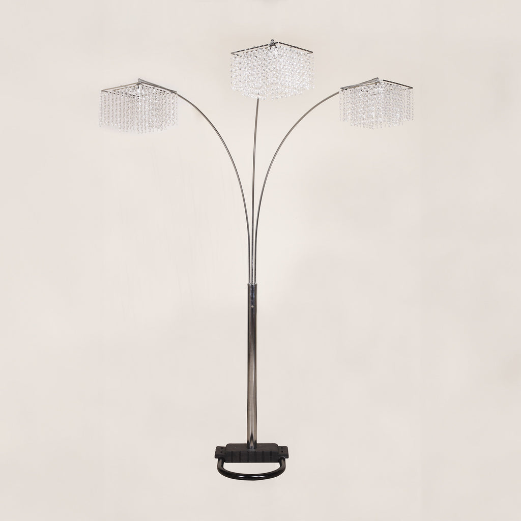 1pc Modern Design Classic Luxury Sleek Multi-head Floor Arc Lamp Crystal-like Accents Drape Living Room Curve Lamp