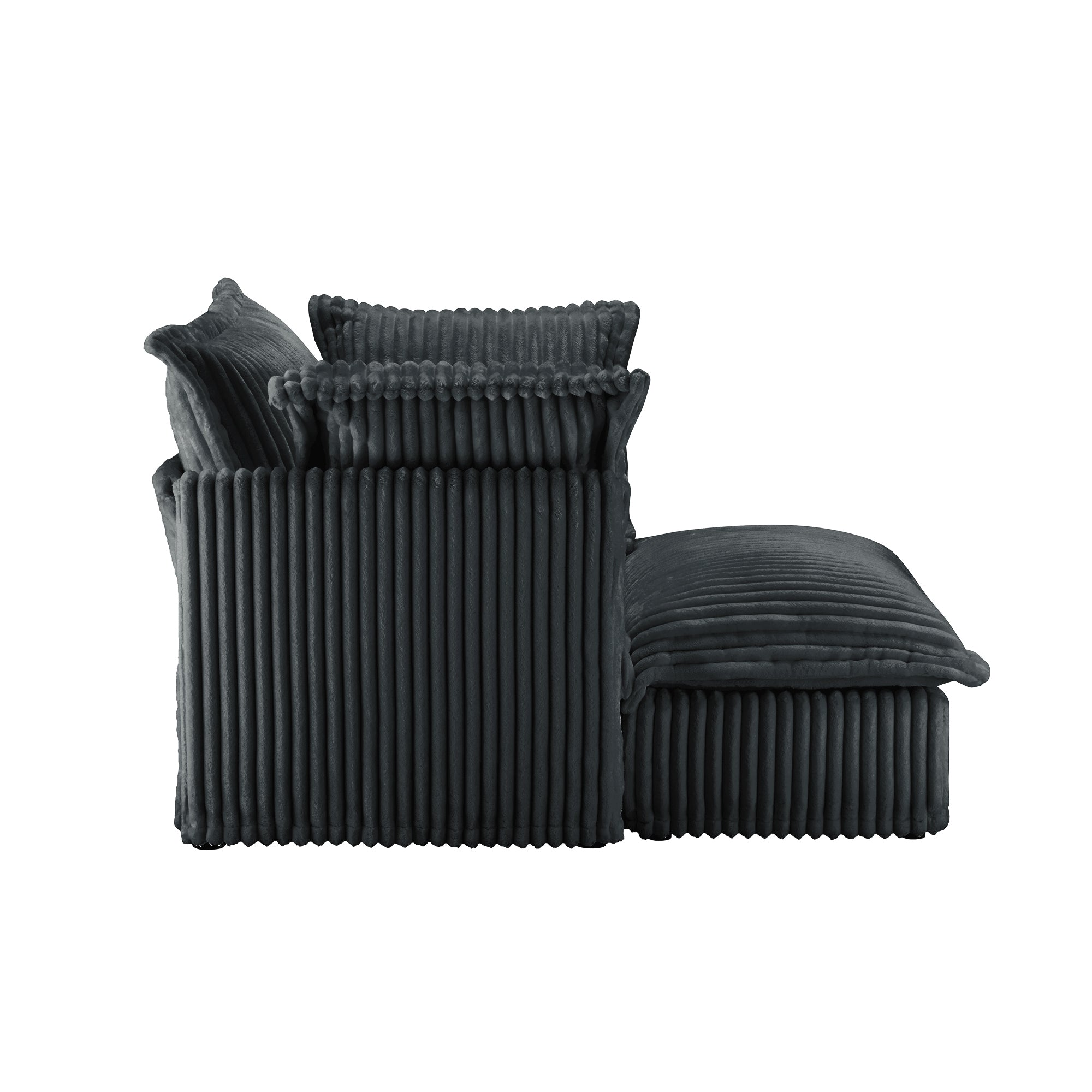 Upholstered Slipcovered Armchair with Ottoman,  Deep Seat Armchair W/ Wide Ottoman for Living Room, Armchair Sets with Large Soft Pillows(Set of 2),Gray Corduroy Fabric