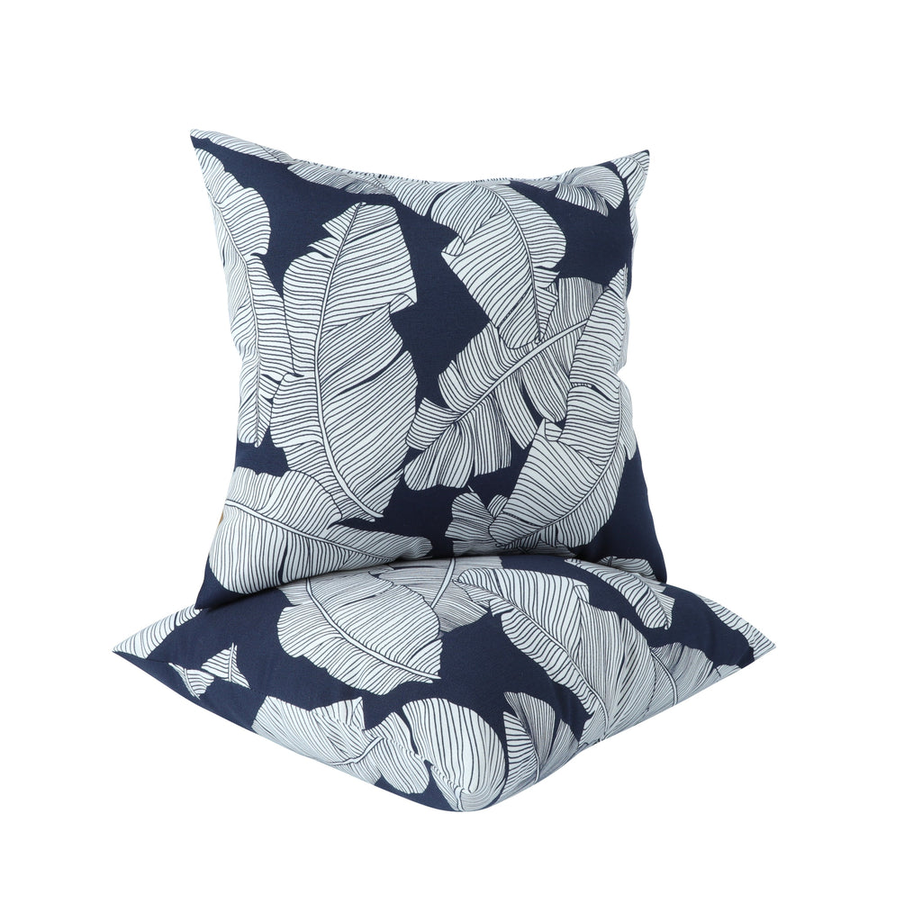2 Pack Outdoor Throw Pillows, Waterproof & Fade-Resistant Patio Cushions for Garden, Porch, Poolside Furniture - Soft & Comfortable Decorative Pillow Covers (18x18 Inch, Blue leaf)